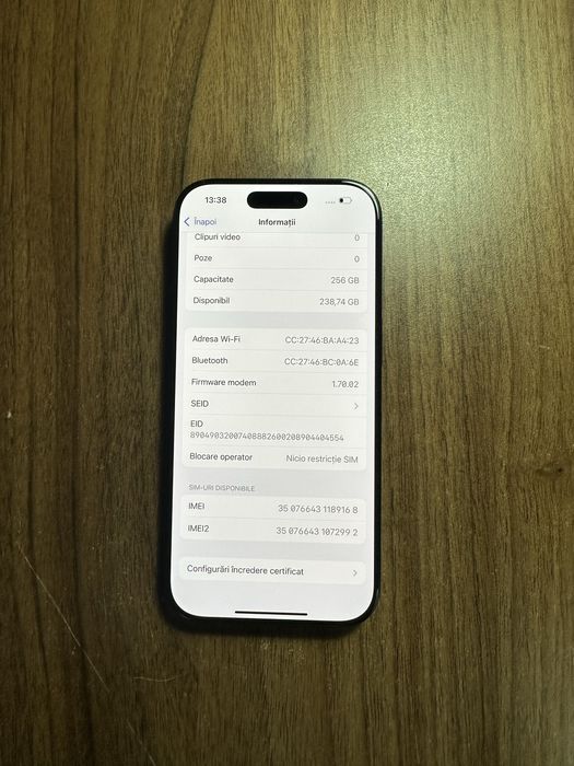 Iphone 16 pro mpecabil 100% baterie