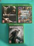 Cd xbox one . Watch dogs , grand theft auto , mortal kombat xl
