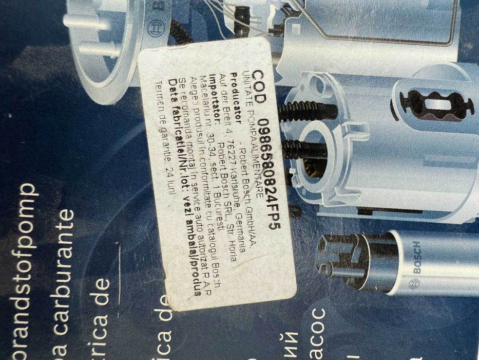 Pompa combustibil BOSCH 0 986 580 824 FP5 VW POLO AUDI SKODA SEAT