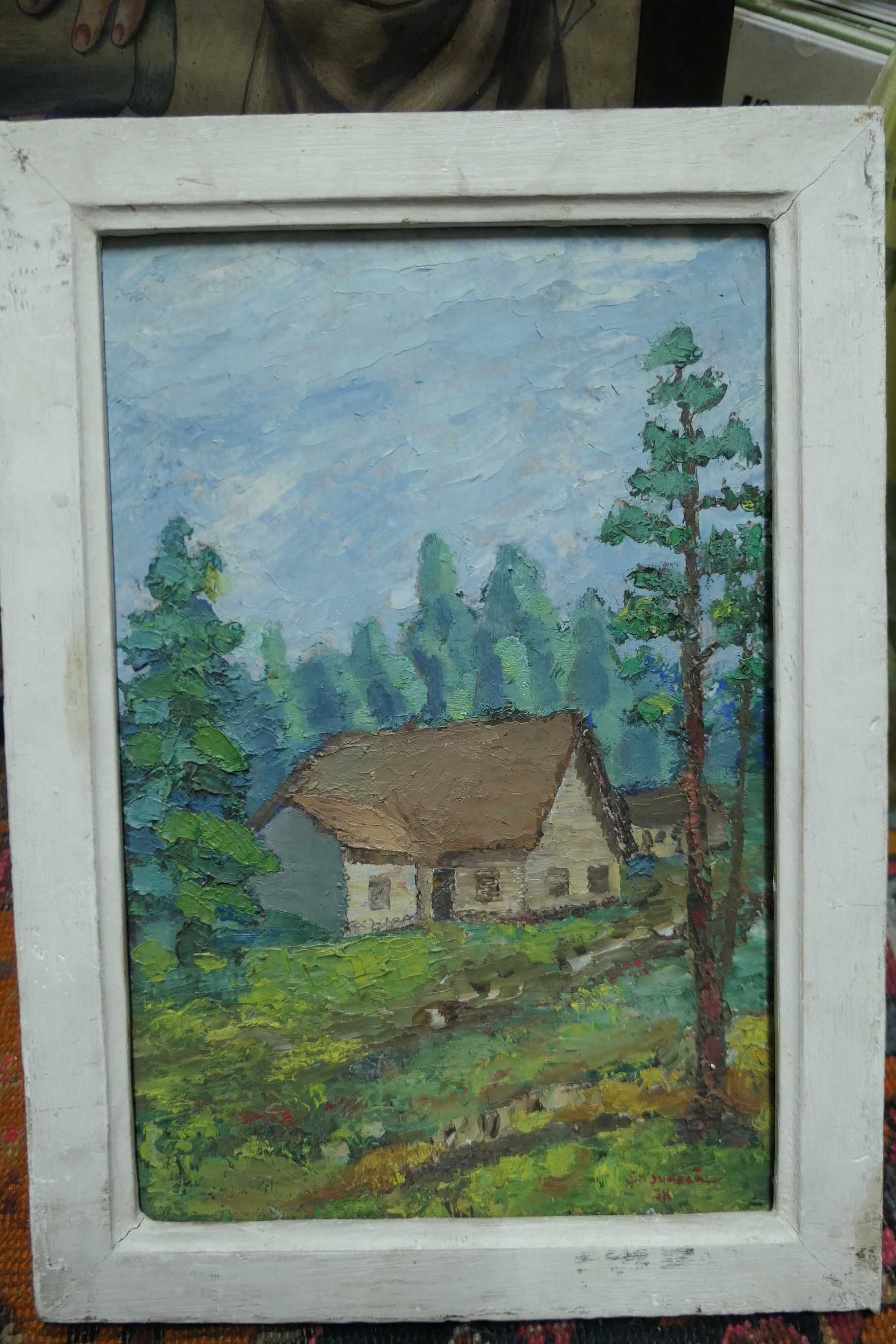 Peisaj Montan Casa munte Semnat Stefan Budeca Datat 1968 U/C 35/30cm