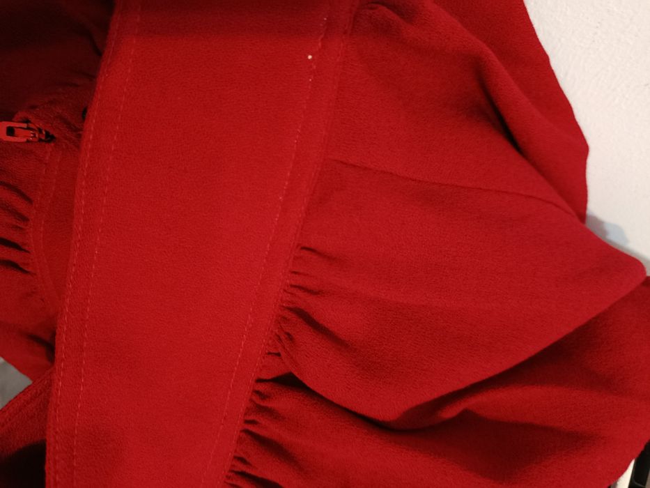 Fusta midi roșie vintage eleganta mărimea S sezon rece dama 36