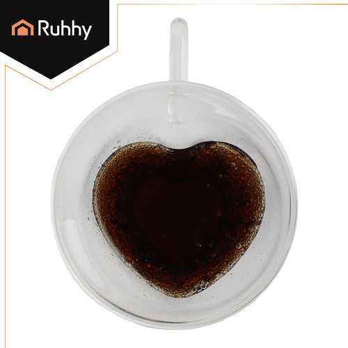 Чаши за кафе с двойно дъно - сърце / Стъклена термо чаша с двойно дъно