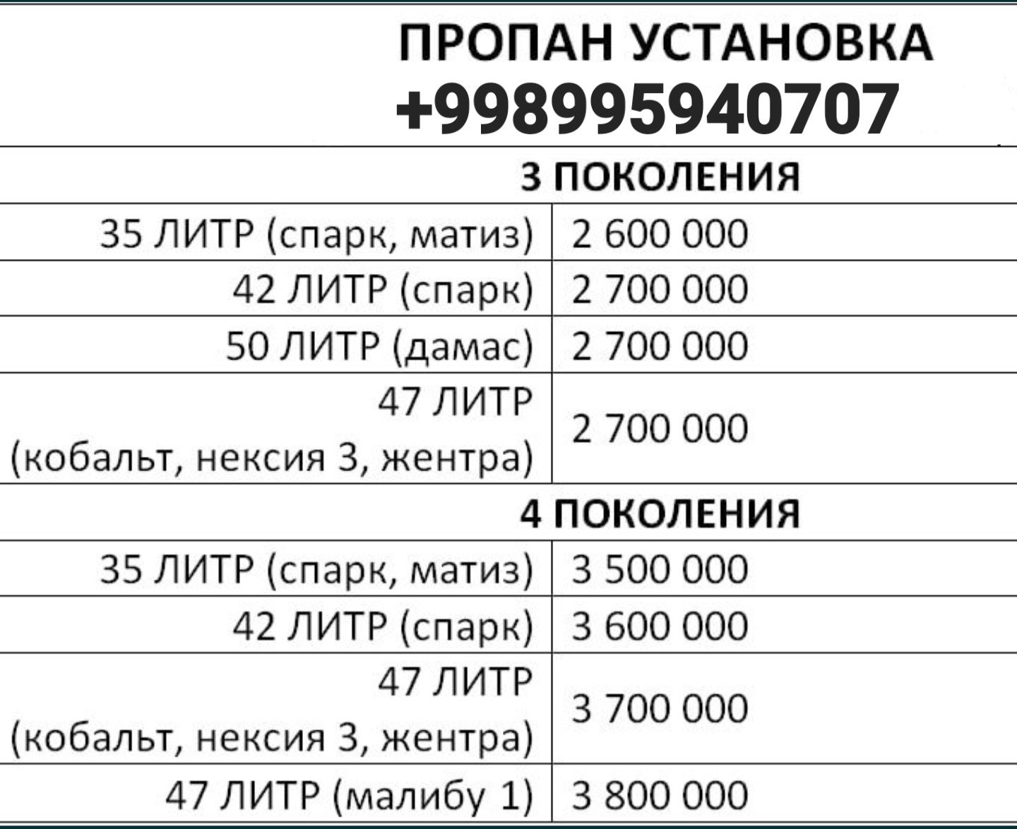 Йенгил автомобилларга халол насия арзон ва сифатли метан пропан урнати