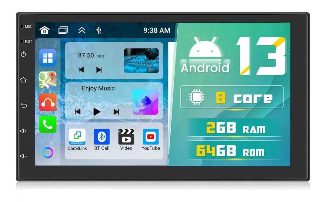 Navigatie auto 7 inch (2 DIN) Android Auto Carplay 2Gb Rom 64Gb Ram