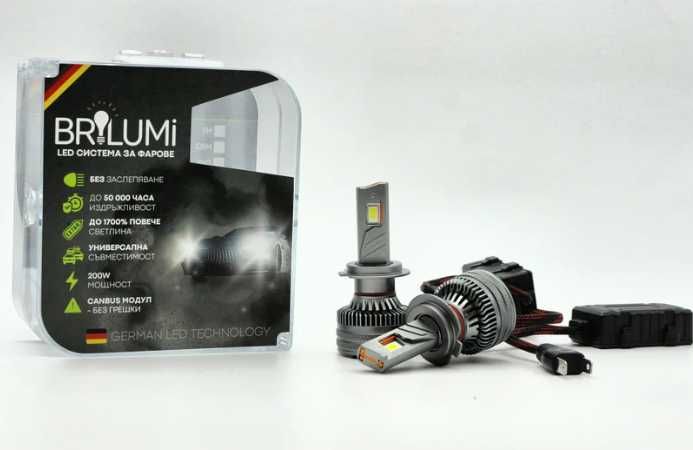 LED крушки за фарове H7 - BRILUMI ZENITH - 200W - CANBUS 6000K