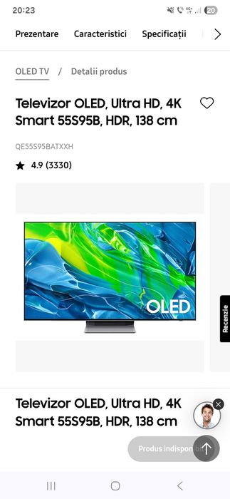 Vand TV Samsung OLED S95B, 138 cm, 2023