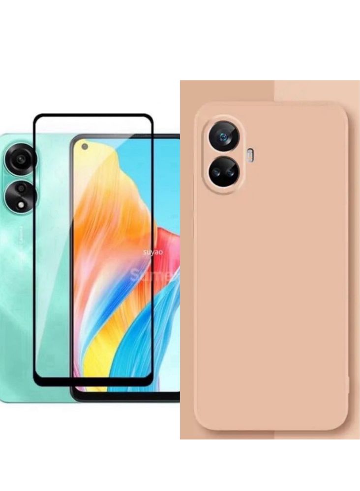 OPPO A38/A58/A78/RENO 10 Husa Silicon Interior Alcantara+Folie Sticla