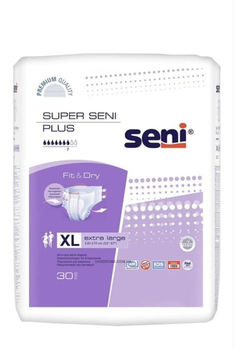 Подгузники для взрослых новая упаковка 30 шт Seni Super Plus размер XL