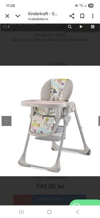 Scaun de masa bebe kinderkraft