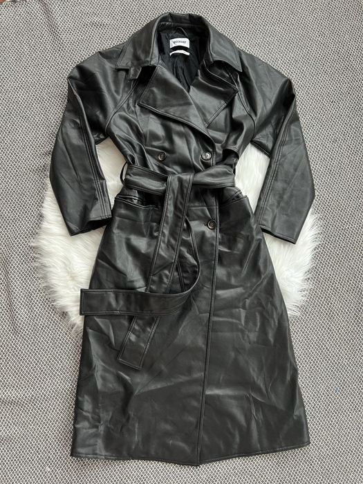 Черно тренч яке WEEKDAY от ЭКО кожа