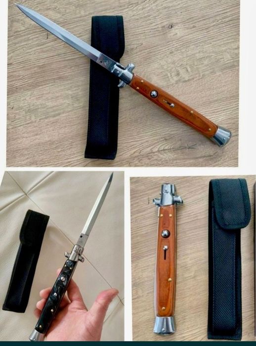 Briceag Stiletto 34cm, cuțit automat cu buton, vânătoare/pescuit