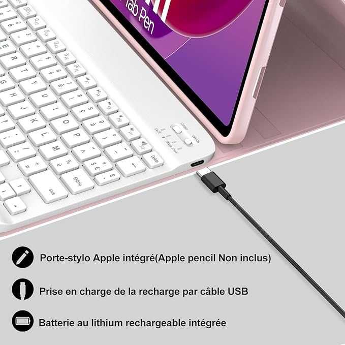 Калъф с клавиатура за Lenovo Tab M11 11 инча 2024, Безжична Bluetooth