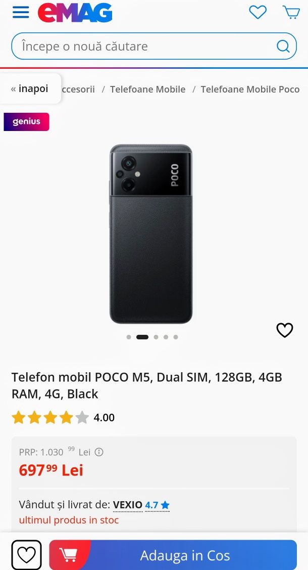 XIAOMI Poco M5 Black 6/128 GB Dual Sim ca nou!