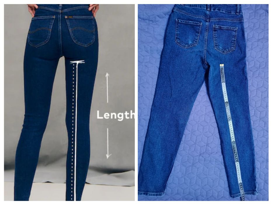 Jeans albastru bumbac, betelie înaltă