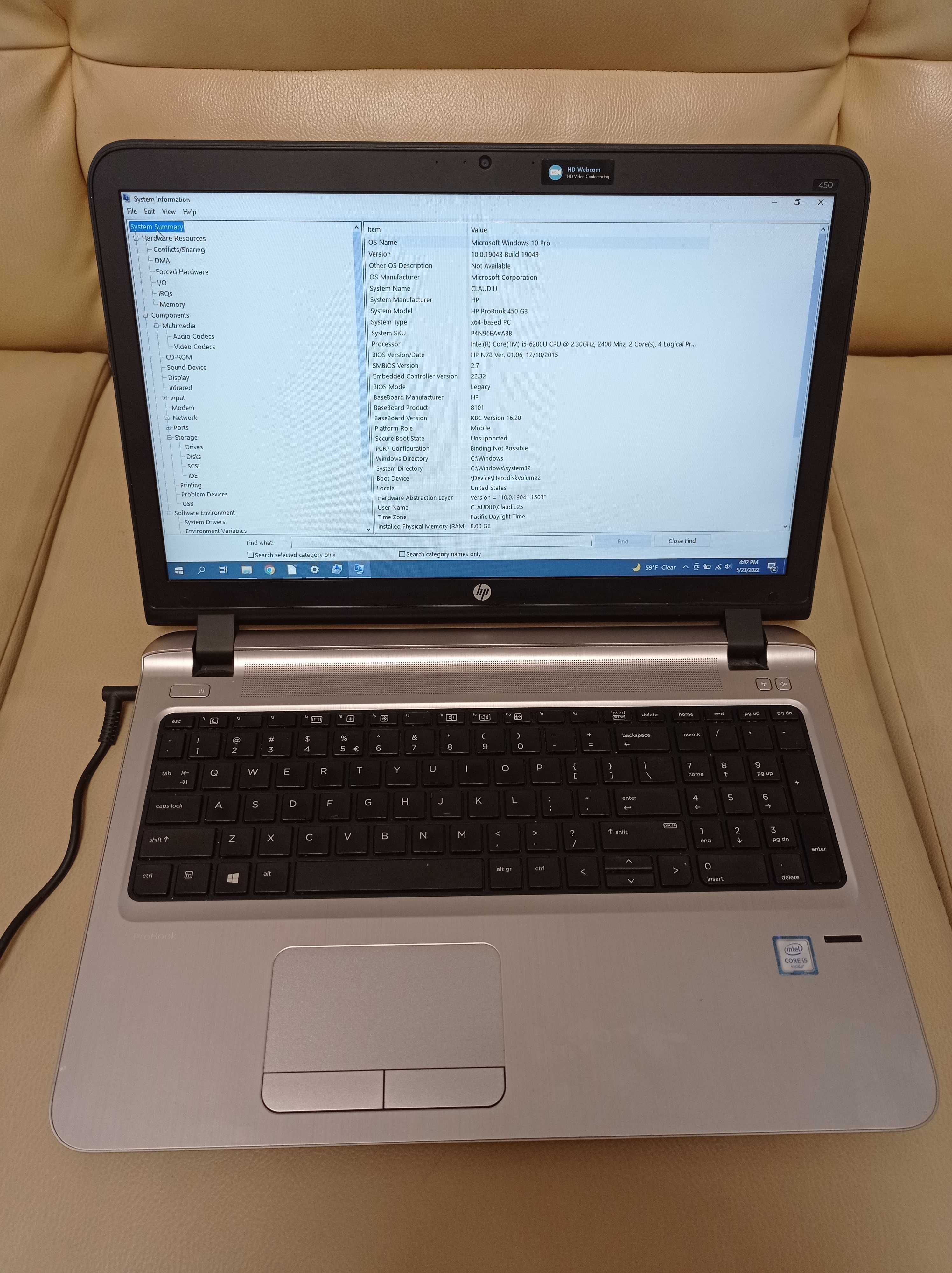 Laptop HP ProBook G3, i5, 6200U, 8gb RAM, 930 gb