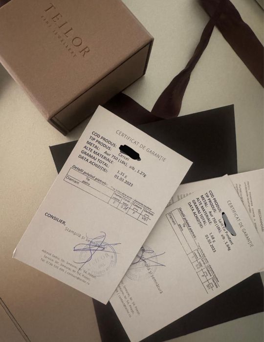 Vand cercei teilor de aur alb (18k) cu diamante cu factura si acte