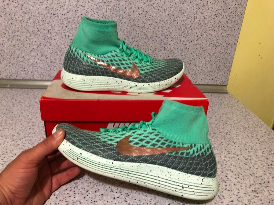 ОРИГИНАЛНИ *** NIKE LunarEpic FLYKNIT Shield Green/ Dark Grey/ Metalli