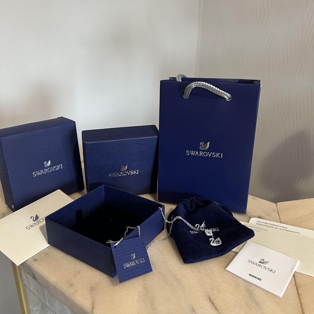 Lănțisor Swarovski Dancing Swan Blue