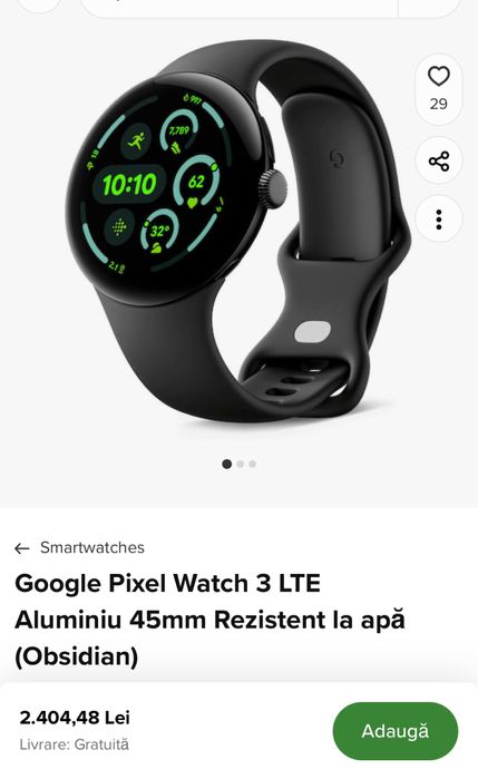Google Pixel Watch 3 LTE Aluminiu 45mm, absolut nou, OCAZIE