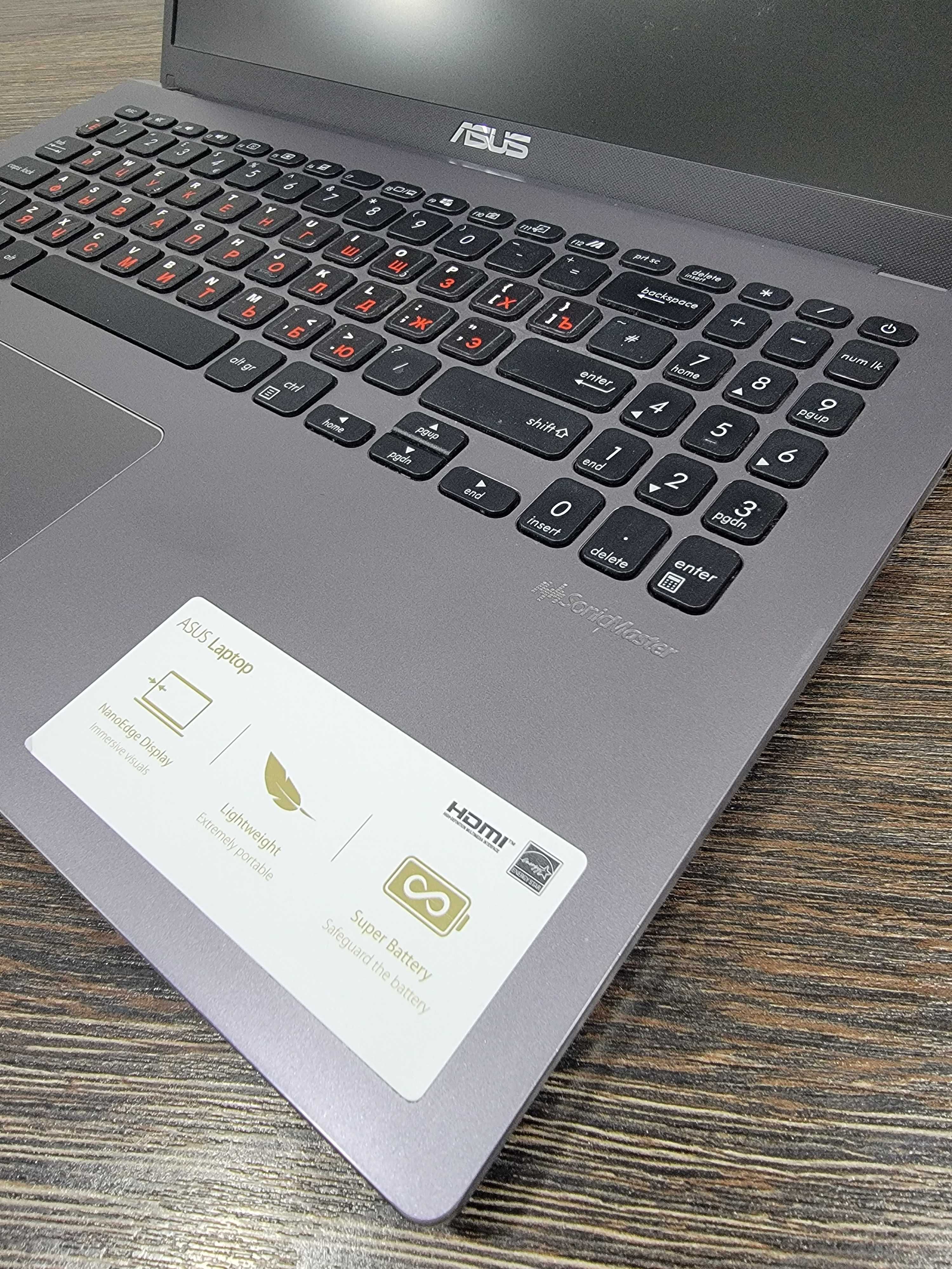 тонкий ноутбук Asus X509J, для офисных программ и интернета, в хорошем