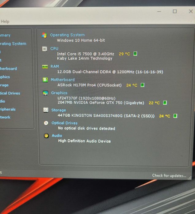 PC Gaming i5-7500 3,40 GHz 12Gb DDR4 SSD Kingston 512GB GTX750