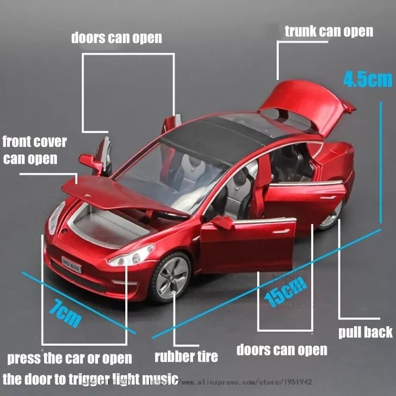 Macheta auto Tesla Model 3, noua, metalica 1:32