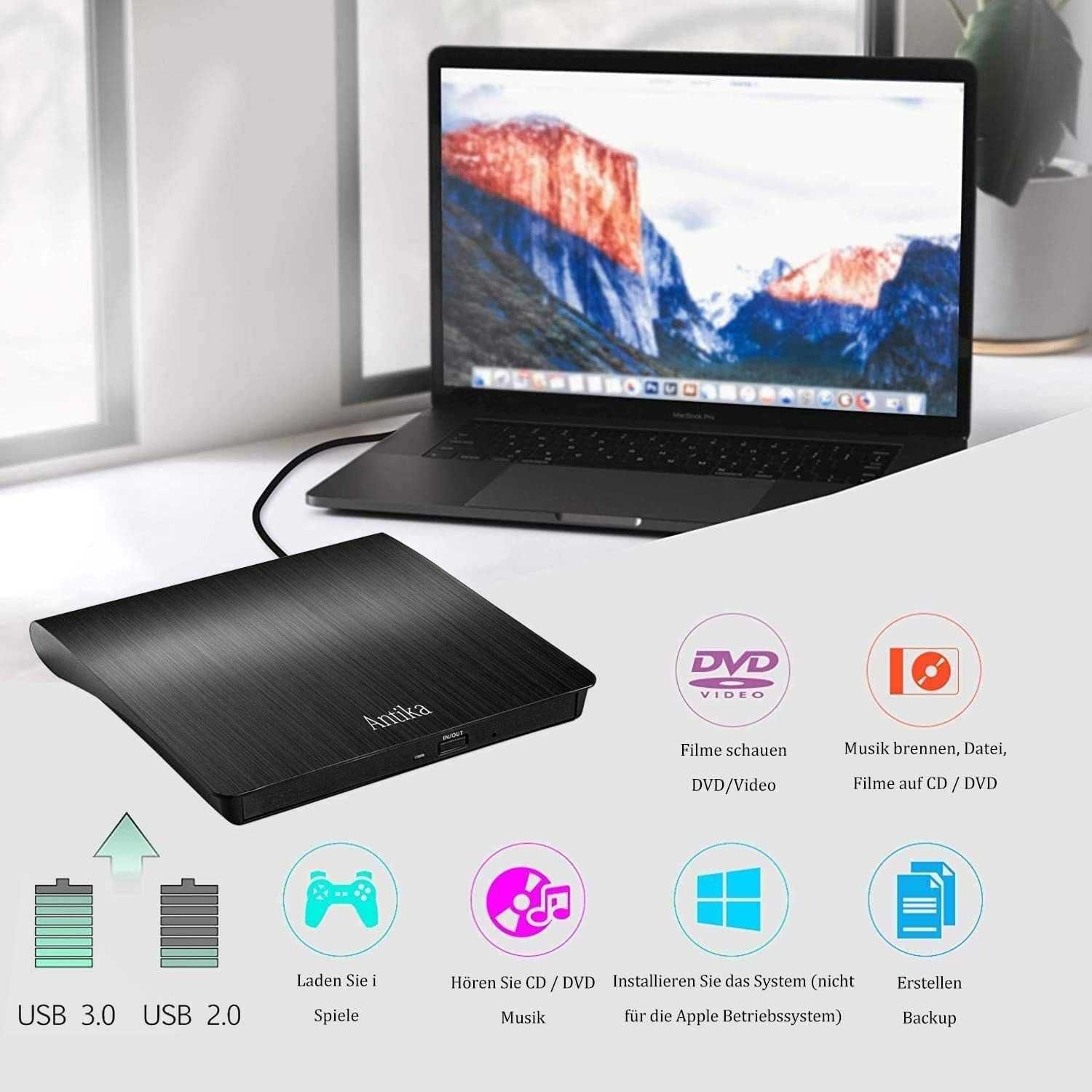 Външно DVD/CD записващо устройство, USB 3.0 DVD+/-RW