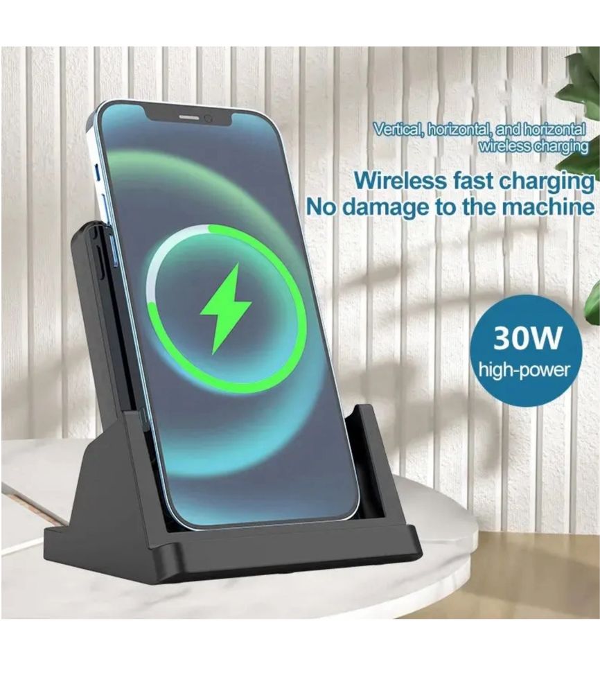 Incarcator Stand Wireless Inclinat + Cablu Usb Negru