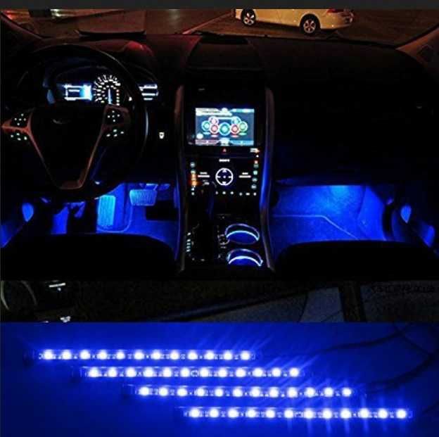Лед / LED ленти с различни цветове (декорация за интериор на МПС) 4бр.