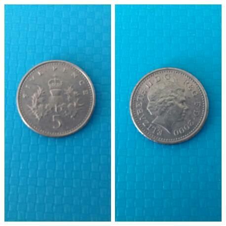 5 five pence 1992, 2000 elizabeth 2 монети pence пет пенса