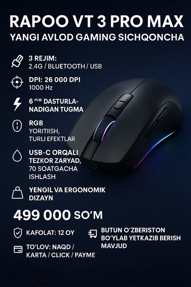 Gaming sichqoncha  Premium texnika  Gamerlar uchun