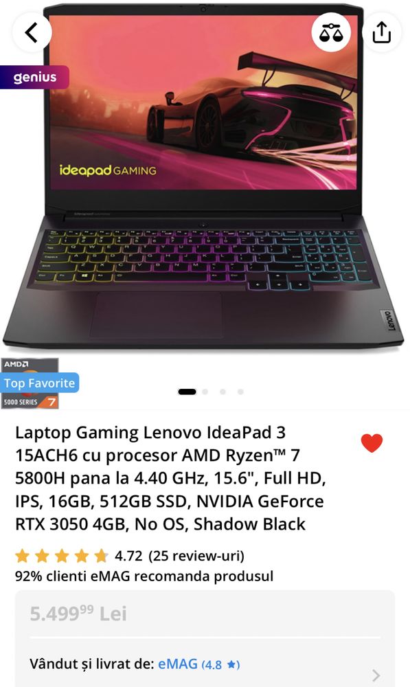 Laptop Gaming Lenovo