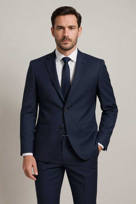 Классический мужской костюм-двойка синего цвета