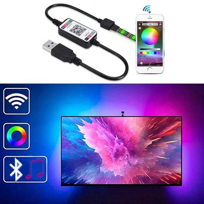 5 метра RGB LED лента с Bluetooth управление, безжичен контрол, декор