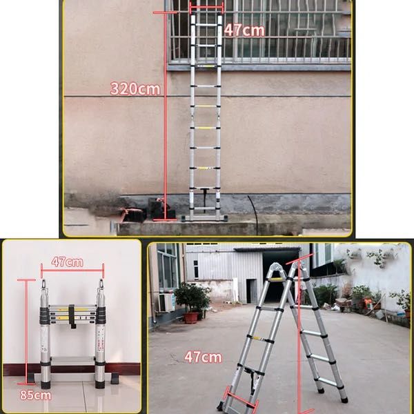 Стремянка-лестница телескопическая 1.6-2.7м ,10-18 ступеней