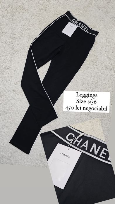 Leggings Chanel - marime S, 36/bumbac, usor elastici/video