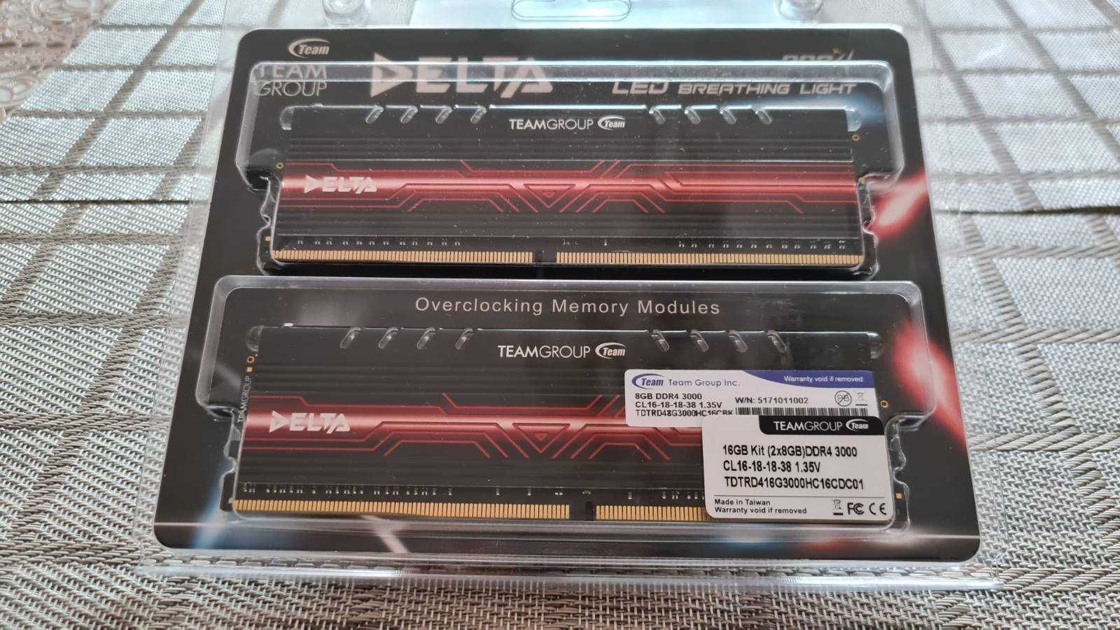 RAM памет - 16GB (2X8GB) DDR4 3000MHz Team Delta Red