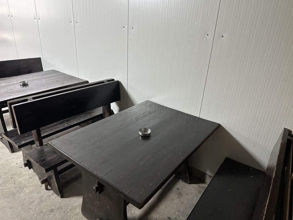 Set mobilier terasa/gradina Masa + 2 banci stejar.