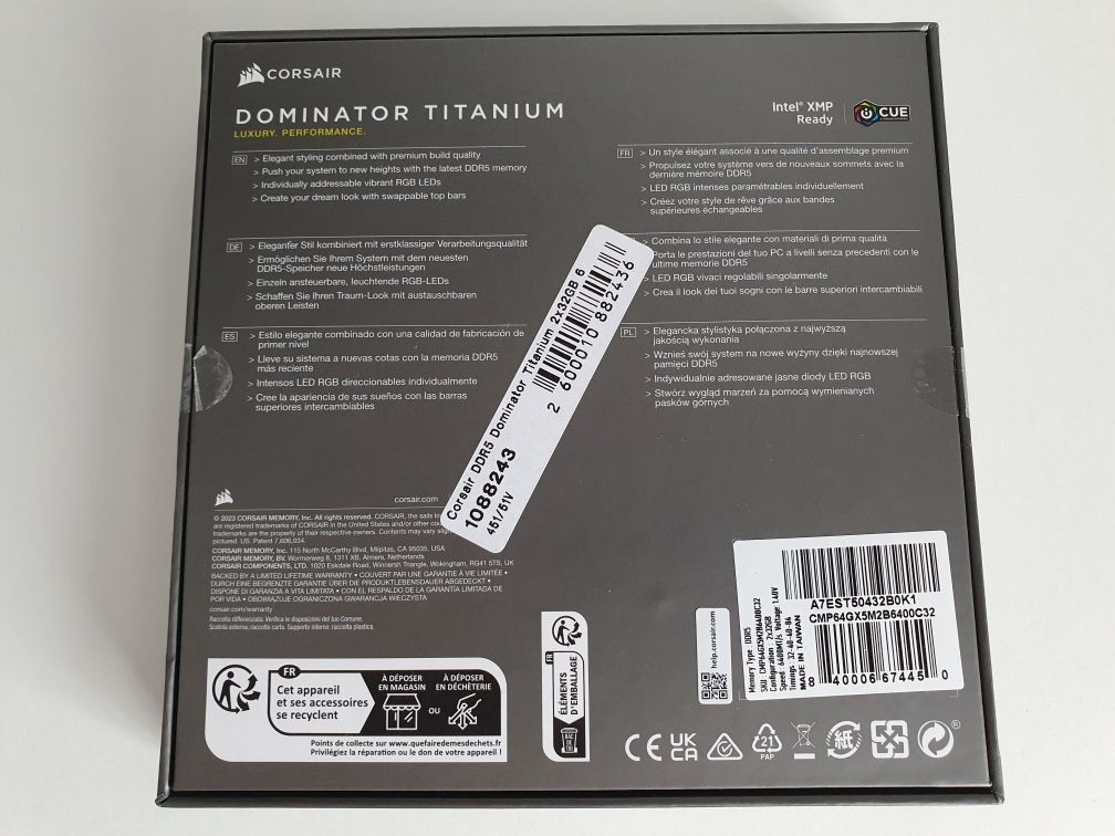 Memorii Ram Corsair Dominator Titanium 64GB DDR5 6400Mhz cl32 NOI