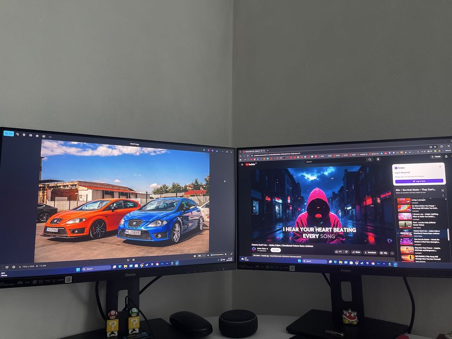 Vand monitor led gaming IPS (2 bucati)+casti+mouse