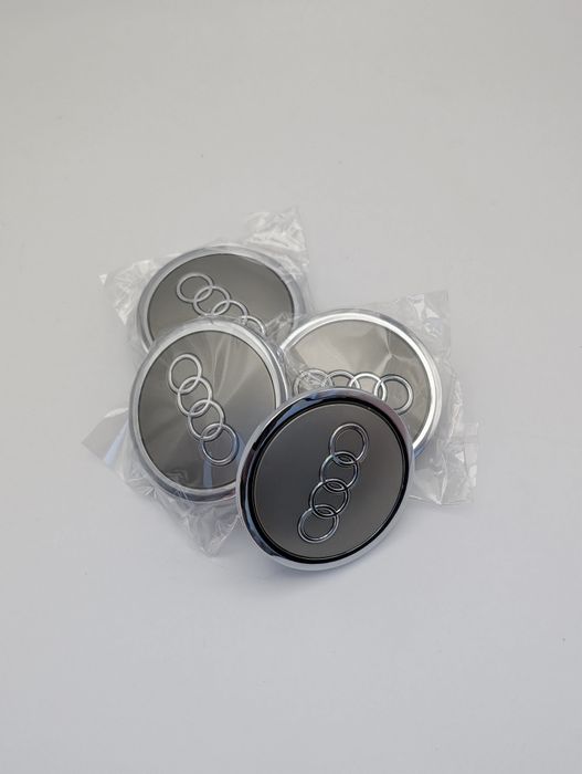 Set 4 capace roti 69mm compatibil cu  janta Audi Negre / Gri
