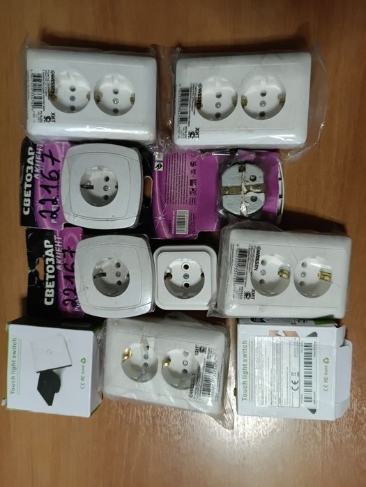 Автоматы, УЗО, Розетки  двойные 10 - 16А, распредкоробки,подразетники