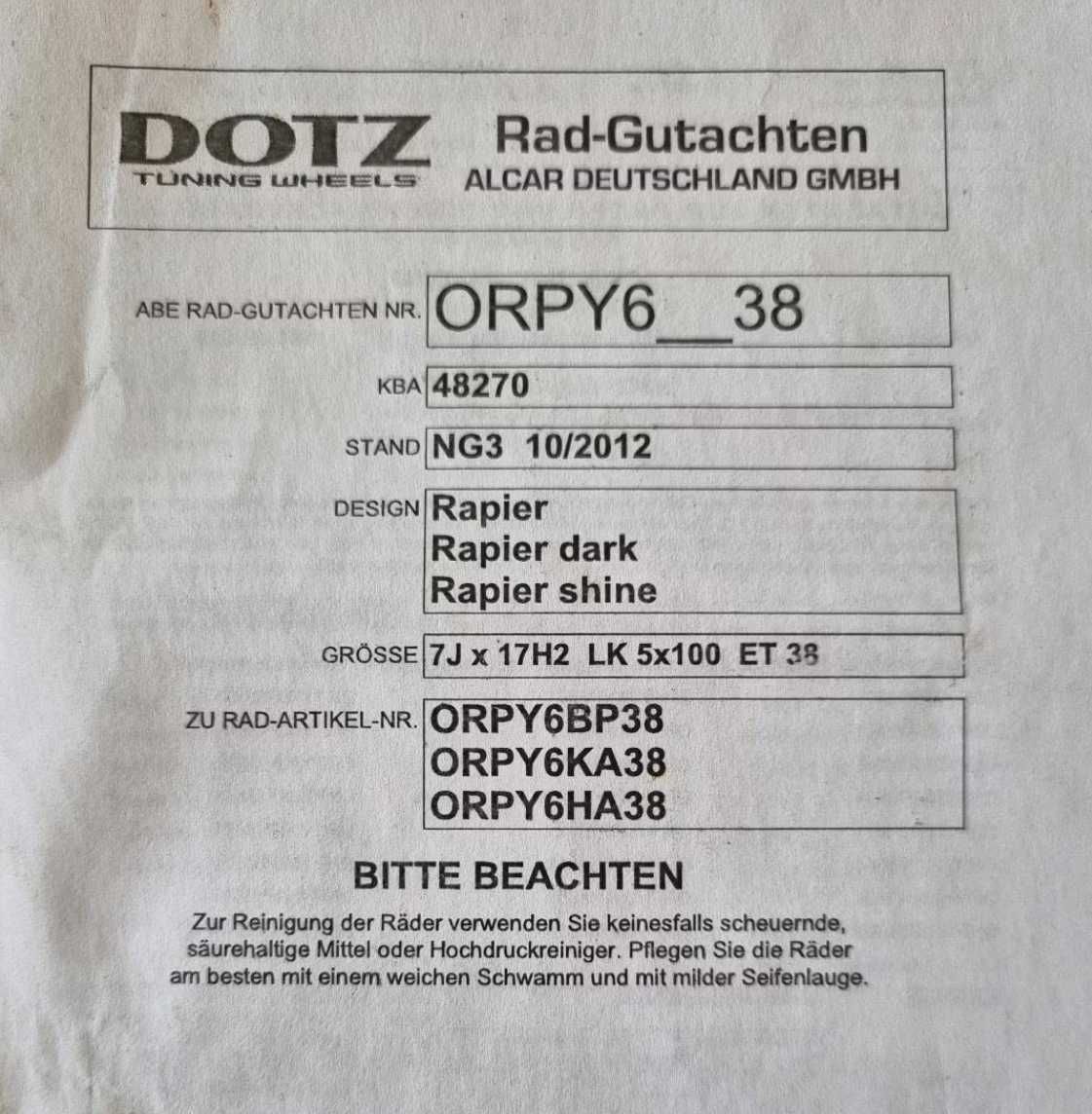 Dotz Rapier - 7x17 / 5x100
