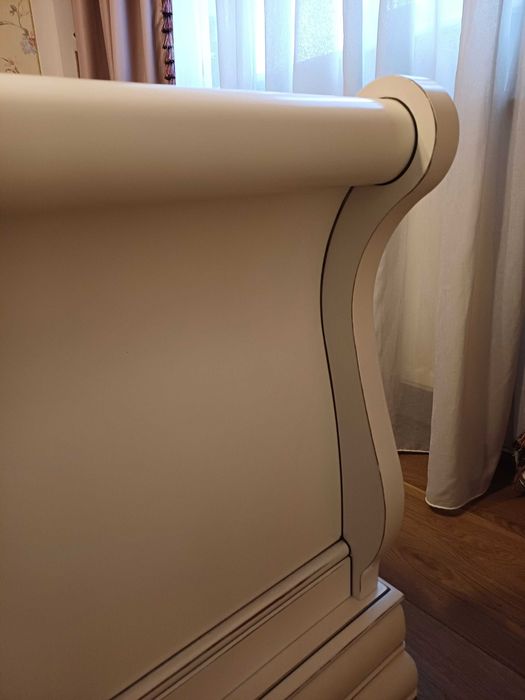 Pat Mobexpert MDF alb cu somiera si saltea