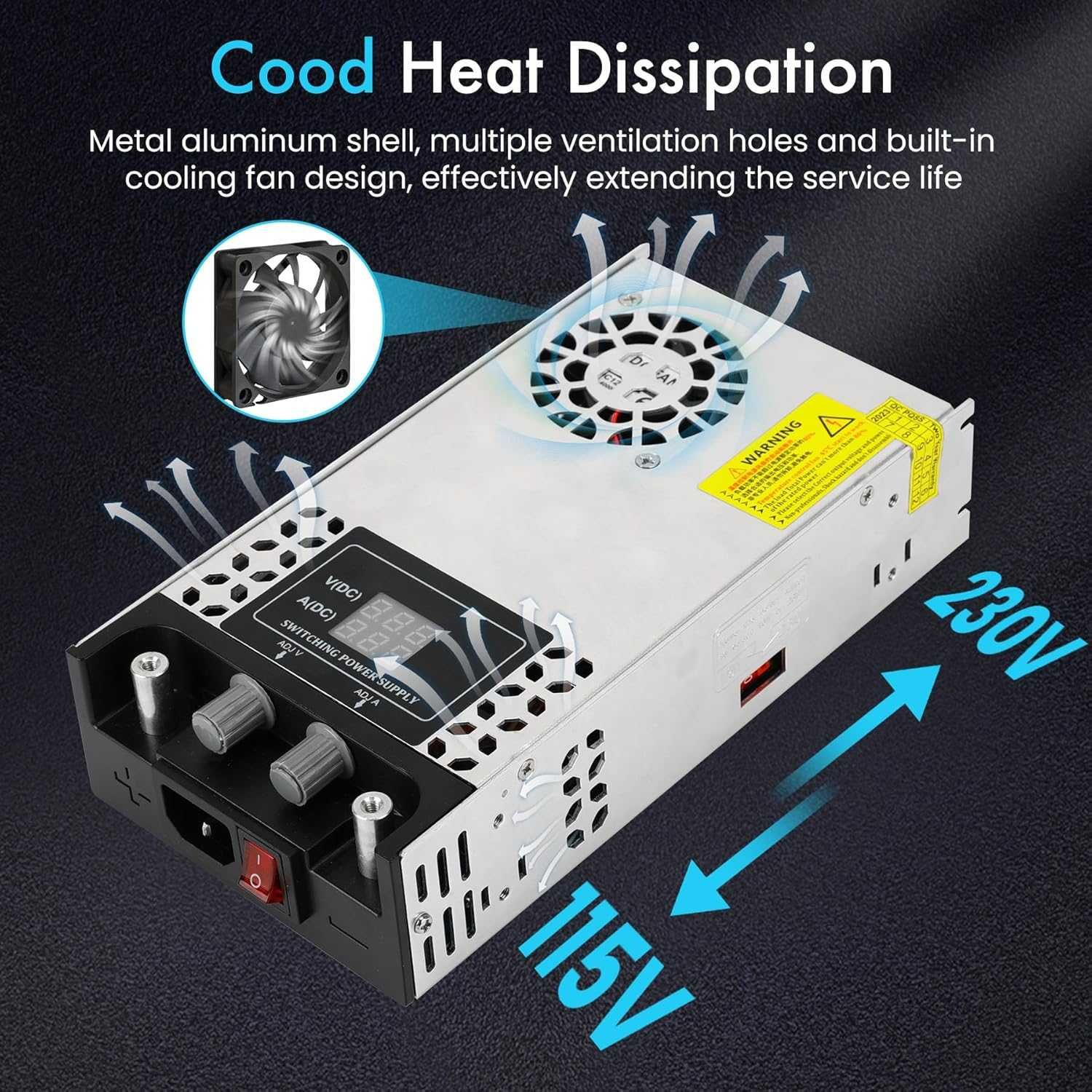 Регулируем захранващ блок DC 0-12V 600W с LED дисплей