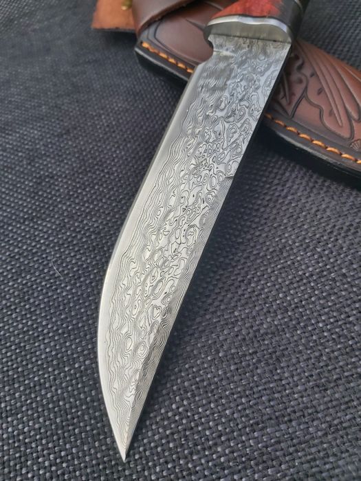 Ловен нож дамаска стомана с кожена кания LN414