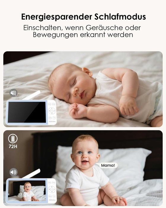 Monitor pentru bebeluși CZEview BM6 cu 2 camere, zoom 2K și 4X,