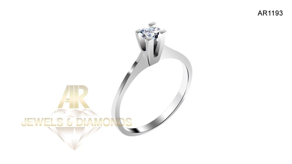 Inel Aur Alb cu Diamant Central model ARJEWELS&DIAMONDS(AR1193)