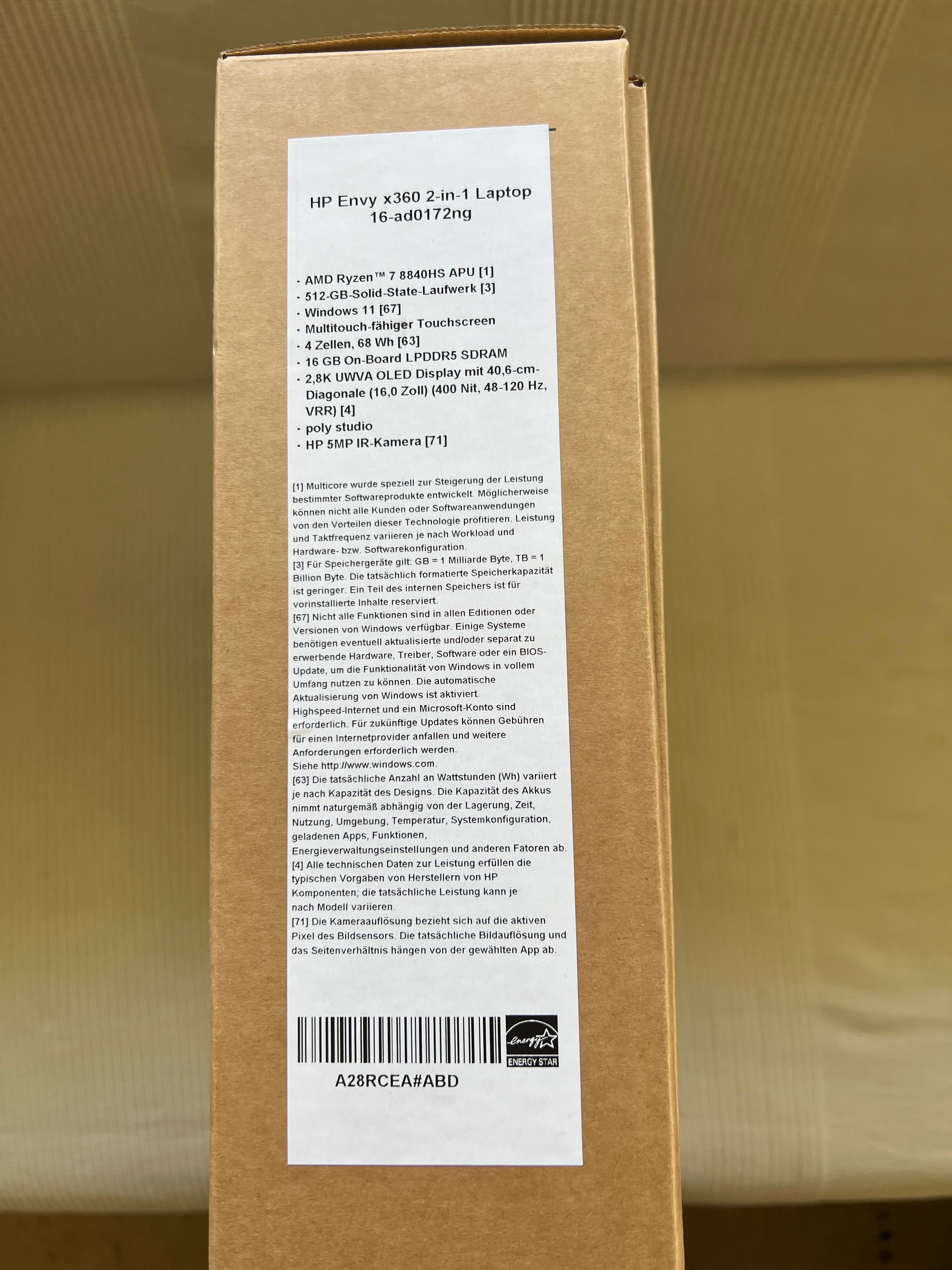 Лаптоп HP Envy x360, 16" Hybrid (2-in-1) Touch-Screen, нов, в гаранция
