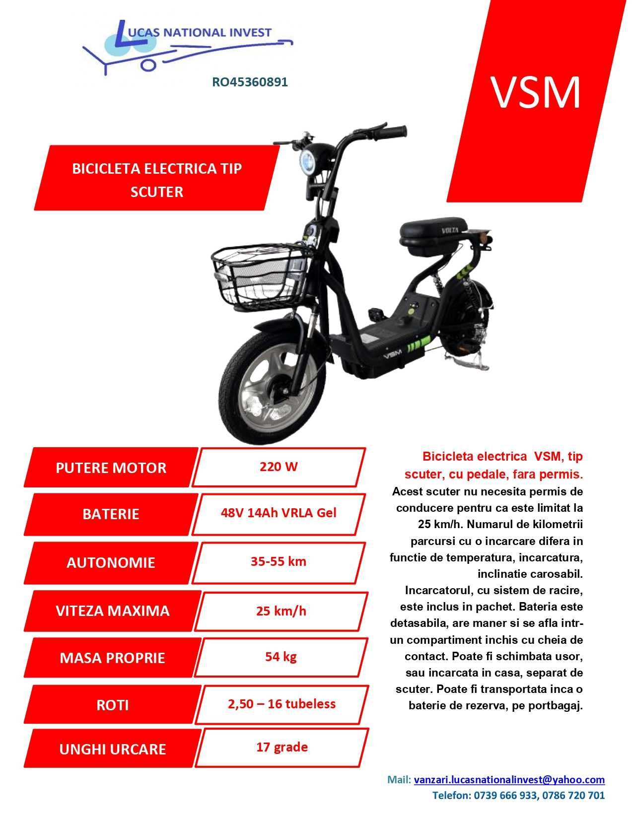 Scuter electric VSM, fara permis, posibilitate rate cu buletinul